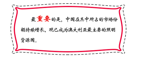 最重要的是，中國(guó)在其中所占的市場(chǎng)份額持續(xù)增長(zhǎng)，現(xiàn)已成為澳大利亞最主要的照明貨源國(guó)。