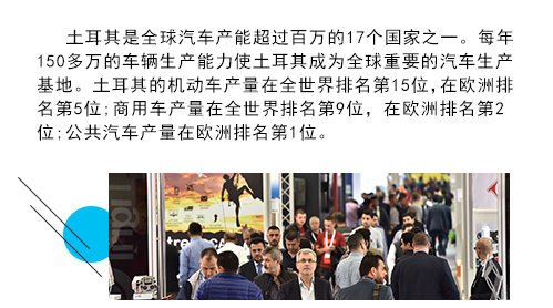 土耳其是全球汽車產(chǎn)能超過百萬的17個國家之一。每年150多萬的車輛生產(chǎn)能力使土耳其成為全球重要的汽車生產(chǎn)基地。土耳其的機(jī)動車產(chǎn)量在全世界排名第 15 位，在歐洲排名第 5 位;商用車產(chǎn)量在全世界排名第9位，在歐洲排名第 2位;公共汽車產(chǎn)量在歐洲排名第1位。